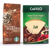 Starbucks Colombia 250 gr Filtre Kahve ve Caffeo 1x4 80 Li Kahve Filtre Kağıdı - Çekirdek (Öğütülmemiş)