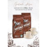 Starbucks Guatemala Antigua Çekirdek Kahve 250 gr x 2 Adet ve Türk Kahvesi Fincan Seti 2'li - 250 ml