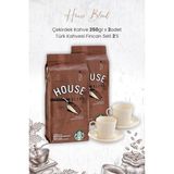 Starbucks House Blend Çekirdek Kahve 250 gr x 2 Adet ve Türk Kahvesi Fincan Seti 2'li - 250 ml