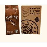 Starbucks House Blend Öğütülmüş Filtre Kahve 250 gr + Filtre Kahve Kağıdı 1x4 80'li - Kağıt ve Metal Filtre