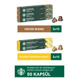 Starbucks Nespresso Uyumlu Kapsül By Nespresso House Blend 30’lu, Blonde Espresso 20’li Kapsül Kahve