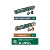 Starbucks Nespresso Uyumlu Kapsül Kahve Seti 20'li Espresso, House Blend Kapsül Kahve
