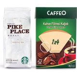 Starbucks Pike Place 250 gr Filtre Kahve Çekirdek ve Caffeo Filtre Kahve Kağıdı 1x4 80'li Paket - Çekirdek (Öğütülmemiş)