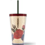 Starbucks Starbucks® Çiçek Desenli Pipetli Altın Termos 473ML - 11128508 - 470 ml - Renkli
