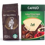 Starbucks Sumatra 250 gr Filtre Kahve ve Caffeo Filtre Kahve Kağıdı 1x4 80 Li - Çekirdek (Öğütülmemiş)