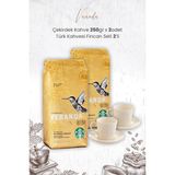 Starbucks Veranda Arabica Çekirdek Kahve 250 gr x 2 Adet ve Türk Kahvesi Fincan Seti 2'li - 250 ml