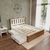 Stark Atlantik 4 Çekmece Kolay Kurulum Karyola - Açık Kahverengi - Beyaz - 150 x 200 cm