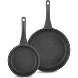 Stark-Famos Xl 2 Parça Granit Döküm Tava Seti Yanmaz Yapışmaz - Gri ( 20 Ve 28 Cm)