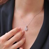 Starlıght Dıamond Elips Zirkon Taş Ortası Kare 3 Baget Pırlanta Montür Gümüş Kolye