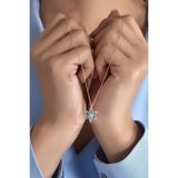 Starlight Diamond Kamelya Çiçeği Kolye 925 Ayar Gümüş Akuamarin Taşlı
