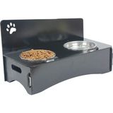 Starlightning Ahşap Kedi Mama Kabı Standı Siyah Premium Boyalı Paslanmaz Çelik Kaseli Patili Model