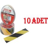 Starline 25 MM*15M Yüksek Tutuşlu Kaydırmaz Bant Sarı-Siyah x 10 Adet
