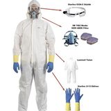Starline Boya Işlerinde Tam Koruma Set-2 (Lamineli Tulum Eldiven 3m Maske Filtre Gözlük) - 1 Adet - Kar - Melanj