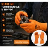 Starline Stl-75 Turuncu Kauçuk Iş Eldiveni – Kimyasallara Dayanıklı, Su Geçirmez, Kaymaz Avuç Içi – Profesyonel Koruyucu Eldiven (12 Çift)