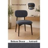StarMall Bohem Elma Sandalye Kılıfı - Sırt Kısmı Tam Kaplama Yıkanabilir Leke Tutmaz Esnek Lastikli (Oturma ve Sırt 2 Parça) - 50 x 52 cm - Antrasit