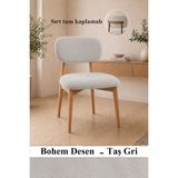 StarMall Bohem Elma Sandalye Kılıfı - Sırt Kısmı Tam Kaplama Yıkanabilir Leke Tutmaz Esnek Lastikli (Oturma ve Sırt 2 Parça) - 50 x 52 cm - Taş - Gri