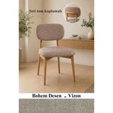 StarMall Bohem Elma Sandalye Kılıfı - Sırt Kısmı Tam Kaplama Yıkanabilir Leke Tutmaz Esnek Lastikli (Oturma ve Sırt 2 Parça) - 50 x 52 cm - Vizon