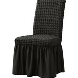 StarMall Brürümcük Etekli Sandalye Kılıfı, Lastikli,esnekli Sandalye Örtüsü 1 Adet - 35 x 45 cm - Siyah