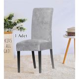 StarMall Ipek Kadife Sandalye Kılıfı Sandalye Örtüsü Lastikli Standart 1 Adet - 35 x 45 cm - Gri