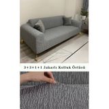 StarMall Jakarlı Ağaç Koltuk Örtüsü, Kanepe Örtüsü, Chester Örtüsü 3311 Takım Kuyu Gri