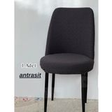 StarMall Jakarlı Kumaş Ilmek Desen Oval Sandalye Kılıfı. Lastikli, Yıkanabilir, Esnek Sandalye Örtüsü 1 Adet - 40 x 40 cm - Antrasit