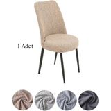 StarMall Jakarli Kumaş Oval Sandalye Kılıfı,sandalye Örtüsü Çubuk Desen 1 Adet - 35 x 45 cm - Vizon