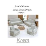 StarMall Jakarlı Şal desen Koltuk, Kanepe, çekyat Örtüsü, Likralı, Etekli, koltuk kılıfı 3+3+1+1 takım
