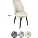 StarMall Kadife Kumaş Oval Sandalye Kılıfı,sandalye Örtüsü 1 Adet - 35 x 45 cm - Krem
