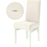StarMall Likrali Sandalye Kılıfı, Lastikli,esnekli Sandalye Örtüsü Pitikare Desen 1 Adet - 35 x 45 cm - Krem