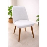 StarMall Oval Sandalye Kılıfı Büyük Oval Mutfak Sandalye Kılıfı Likralı Yıkanabilir Streç Lastikli 1 Adet - 46 x 57 cm - Krem