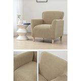 StarMall Streç Lastikli Esnek Yikanabilir Kare Desen Berjer Bir Kişilik Koltuk Örtüsü Koltuk Kılıfı (1 Adet) - Vizon - 75 x 115 cm