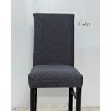 StarMall Tuğla Desen Likrali Jakarlı Kümaş Sandalye Örtüsü, Lastikli, Esnekli Sandalye Kılıfı 1 Adet - Antrasit - 35 x 45 cm