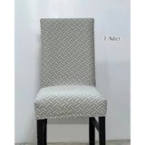 StarMall Tuğla Desen Likrali Jakarlı Kümaş Sandalye Örtüsü, Lastikli, Esnekli Sandalye Kılıfı 1 Adet - Taş - Gri - 35 x 45 cm