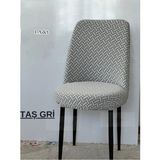StarMall Tuğla Desen Oval Sandalye Kılıfı Likralı Esnek Yıkanabilir Lastikli Sandalye Örtüsü (1 Adet) - 40 x 40 cm - Taş - Gri