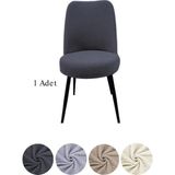 StarMall Yıkanabilir Streç Lastikli Likralı Oval Sandalye Kılıfı - Yuvarlak Sandalye Örtüsü 1 Adet - 35 x 45 cm - Antrasit