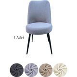 StarMall Yıkanabilir Streç Lastikli Likralı Oval Sandalye Kılıfı - Yuvarlak Sandalye Örtüsü 1 Adet - 35 x 45 cm - Gri