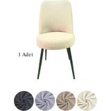 StarMall Yıkanabilir Streç Lastikli Likralı Oval Sandalye Kılıfı - Yuvarlak Sandalye Örtüsü 1 Adet - 35 x 45 cm - Krem