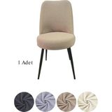 StarMall Yıkanabilir Streç Lastikli Likralı Oval Sandalye Kılıfı - Yuvarlak Sandalye Örtüsü 1 Adet - 35 x 45 cm - Vizon
