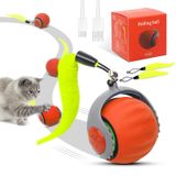 Starnearby Etkileşimli kedi oyuncağı top elektrikli 2025 yeni Magic Ball köpek etkileşimli oyun topu, kediler için, kedi oyuncağı, yedek kuyruklu kedi topu (turuncu)