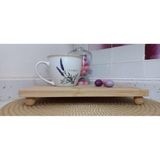 Starnewstore Ahşap Ayaklı Sunum Tepsisi, Doğal Ahşap, Top Ayaklı Dekoratif Ahşap Yükseltici, Banyo - Antrasit - Mavi - 100 ml