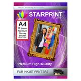 Starprint Inkjet Yazıcılara Uyumlu Yapışkanlı Sticker Parlak Fotoğraf Kağıdı 200Gr A4 20 Adet