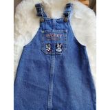 Starry Couture Mickey Nakışlı Kot Salopet Kız Çocuk Elbise - Mavi - 2 - 3 Yaş