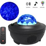 Starry Projektör Bluetooth USB Hoparlör Lazer Işıklı Sese Duyarlı Renkli Disko Parti Lambası - siyah