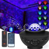 Starry Projektör Bluetooth+usb Hoparlör Lazer Işıklı Sese Duyarlı Renkli Disko Parti Lambası-439 Beyaz
