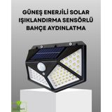 Starseven 100 LED Solar Lamba Hareket Algılamalı Bahçe Duvar Dış Mekan Aydınlatma