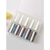 Starseven 10LU Tırnak Süsleme Folyosu Şeffaf Koyu Holografik Dizayn Nail Transfer Folyo WNF-045