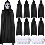 Starseven 120 cm Siyah Kapüşonlu Pelerin ve Boyanabilir Karton Maske 8’li Set