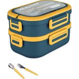 Starseven 1650 ml Iki Kat Üç Bölme Paslanmaz Çelik Lunch Box Yeni Nesil Sefer Tası - Kaşık Çatallı -6715