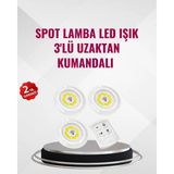 Starseven 3 Lü Pilli Kablosuz LED Spot Lamba Seti Kumandalı Kolay Montaj Aydınlatma