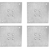 Starseven 4 Adet Metal Çinko Masa Bağlantı Sacı Düz 8 x 8 cm Mobilya Yemek Masası Ayak Bağlama Saçı Aparat